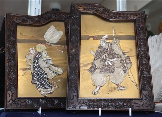 A pair of Japanese shibayama plaques